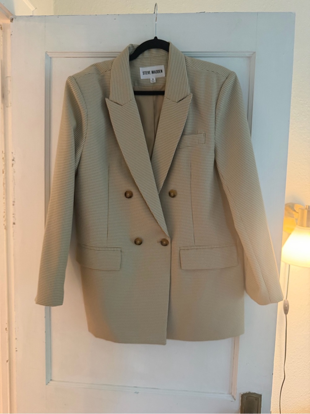 Steve Madden Beige Double-Breasted Blazer
